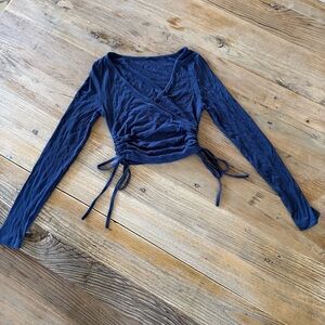 Navy Wrap Crop Top